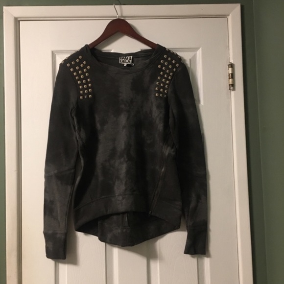 Pam & Gela Studded Fleece Gray Tie Dye Sweatshirt - Picture 3 of 11